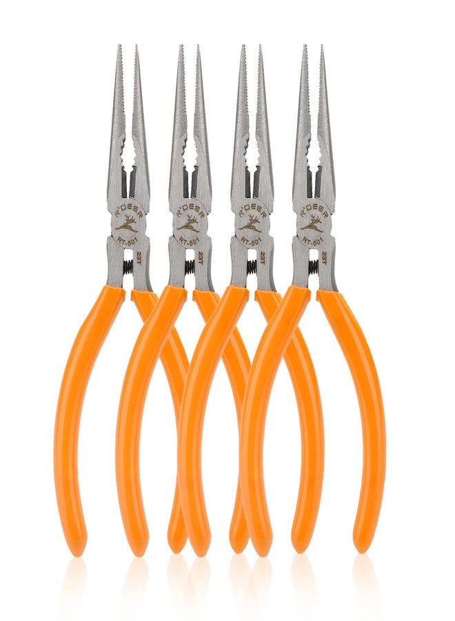 Rongon Spring-Loaded Needle Nose Pliers 4-Piece Set - 5 Inch Thin Tip Jewelry Tools with Non-Slip Grips | Professional Craft Pliers for Jewelry Making, DIY, Electronics & Wire Working (4 Pcs) - Image 1