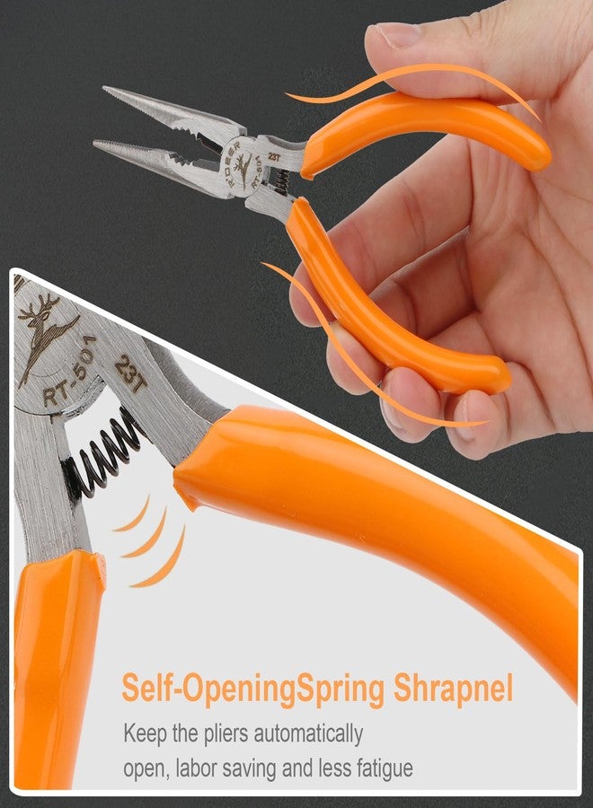 Rongon Spring-Loaded Needle Nose Pliers 4-Piece Set - 5 Inch Thin Tip Jewelry Tools with Non-Slip Grips | Professional Craft Pliers for Jewelry Making, DIY, Electronics & Wire Working (4 Pcs) - Image 3