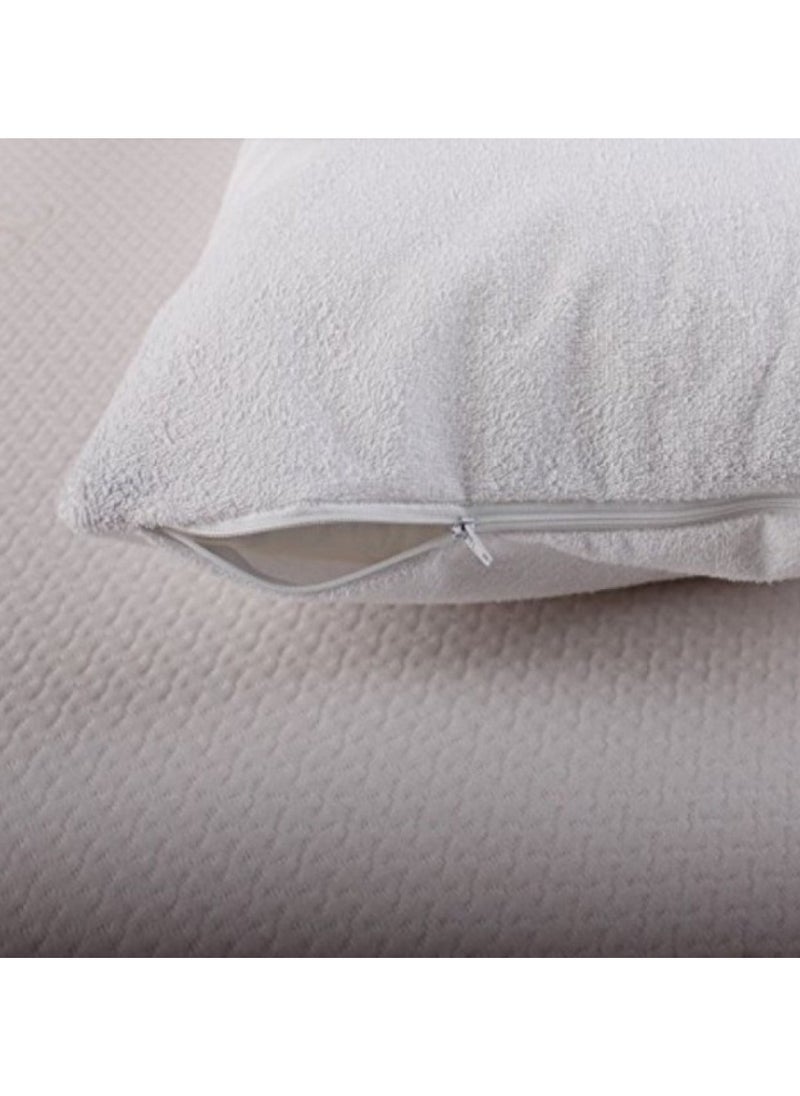 2 Piece Zipper Pillow Protector Set 50x75cm with Soft Towel Top Layer