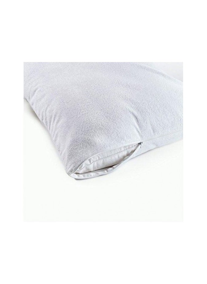 2 Piece Zipper Pillow Protector Set 50x75cm with Soft Towel Top Layer