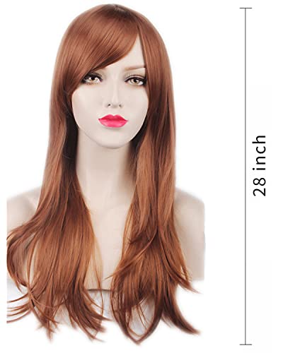 ANESHE Wigs 28" Long Wavy Hair Heat Resistant Cosplay Wig for Women (Light Brown) - Image 4