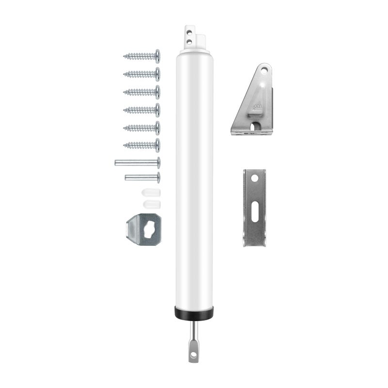 OXDFK Screen and Storm Door Closer Kit, Heavy Duty Pneumatic Screen and Storm Door Closer, Screen and Storm Door Push Button Latch Set Replacement Kit, Adjust Smooth Closing Speed (White) - Image 1