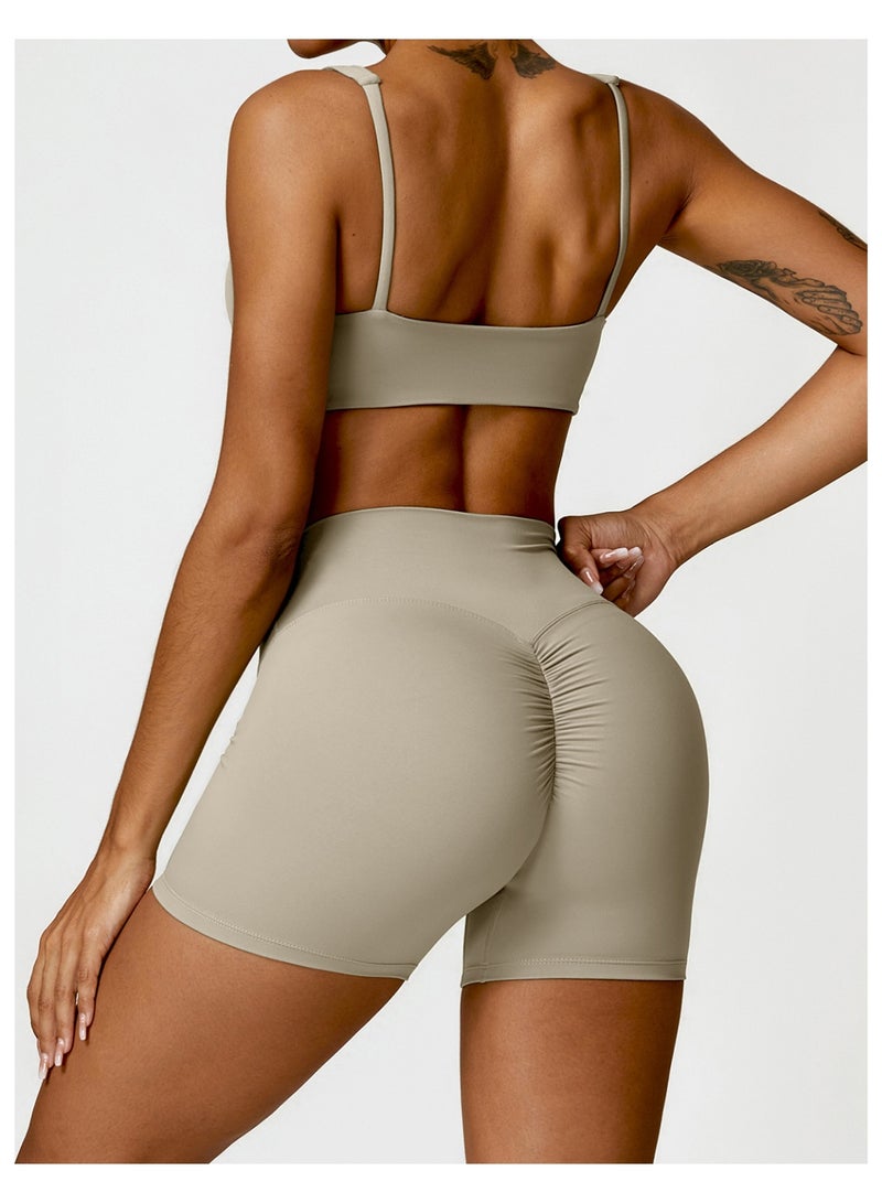 Women Sleeveless Sports Bra and Shorts Set Sportswear Workout Clothes Athletic Wear Gym Fitness Bra Crop Top Sports Suits - Image 2