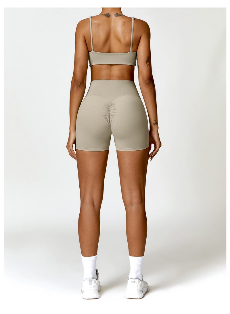 Women Sleeveless Sports Bra and Shorts Set Sportswear Workout Clothes Athletic Wear Gym Fitness Bra Crop Top Sports Suits - Image 4