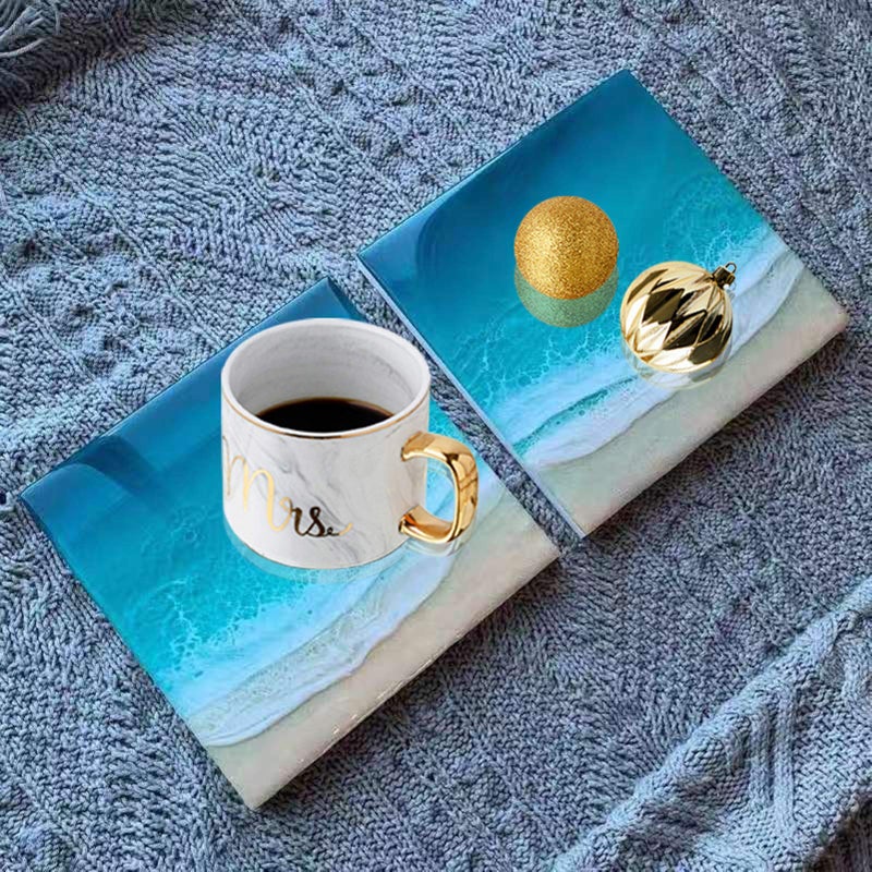 F FYJS 4pcs Coaster Molds for Resin Casting,Square Resin Epoxy Silicone Molds for Making Coasters Geode,Cups Mats, Home Decoration - Image 4