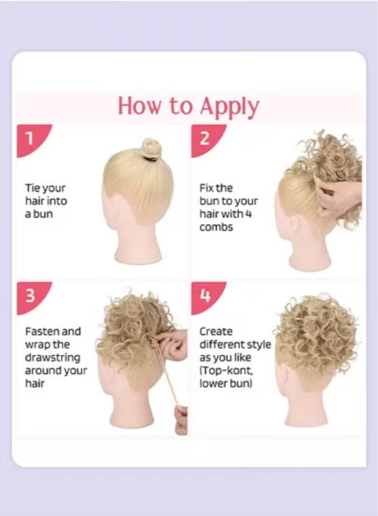 Captaintech Messy Curly Synthetic Hair Bun, Short Curly Chignon with Elastic Drawstring, Loose Wave Large Curly Bun, Hair Extension Bun Wig for Women Daily Use, Black, 25cm (10inch) - Image 5