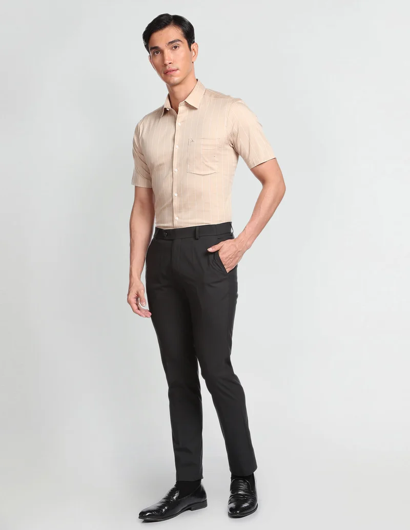 Arrow Beige Windowpane Check Twill Formal Shirt for Men | Best Price UAE