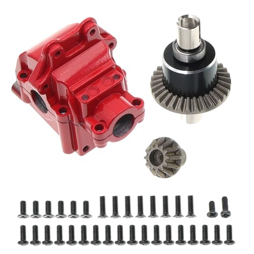 Treehobby Metal FrontRear Differential Gearboxes Housing Cover with Differential Gear Set Compatible with WLtoys 114 144010 144001 144002 124018 124016 124017 124019 RC Car Upgrades Parts Red - Image 1