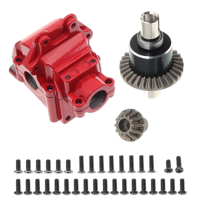 Treehobby Metal FrontRear Differential Gearboxes Housing Cover with Differential Gear Set Compatible with WLtoys 114 144010 144001 144002 124018 124016 124017 124019 RC Car Upgrades Parts Red - Image 2