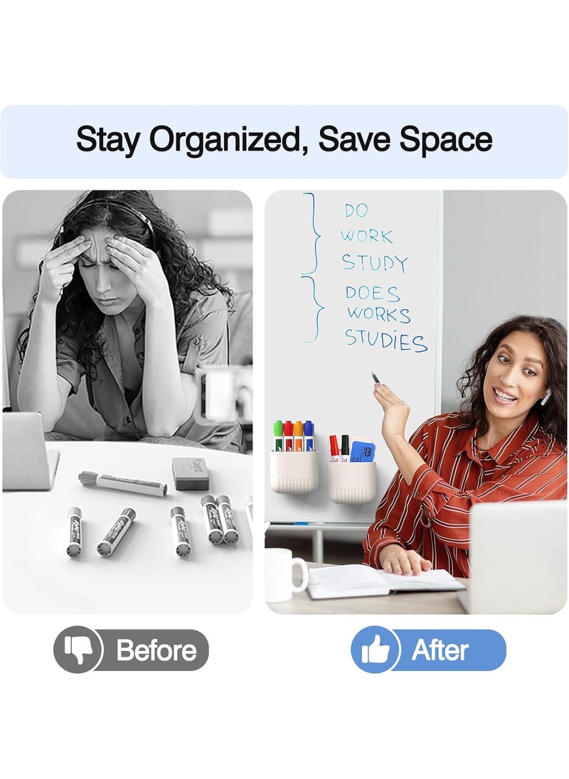 MoKo MoKo Magnetic Dry Erase Marker Holder 2Pack Magnetic Marker Holder for Whiteboard Pen Case Pencil Storage Organizer for Office Locker Refrigerator White  - Image 2