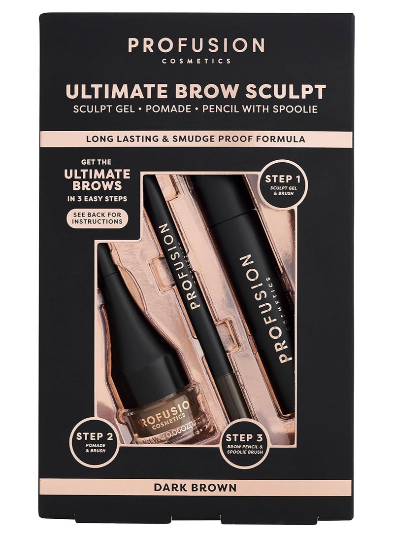 Profusion Cosmetics ULTIMATE BROW SCULPT DARK BROWN - Image 1