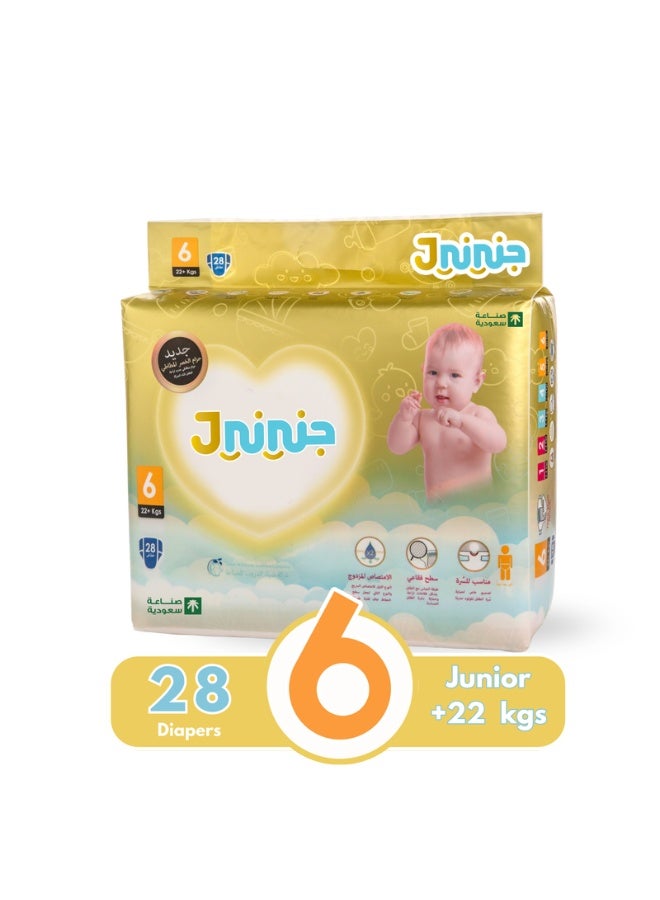 Jnini Baby diapers size 6, for weight 22+ kg, jumbo pack, 28 diapers - Image 1