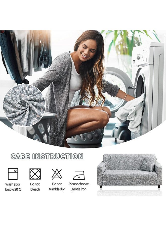 House of Quirk Universal Triple Seater Sofa Cover Big Elasticity Cover for Couch Flexible 140 GSM Sofa Slipcover (Graphic Grey, 185-230cm) - Image 5