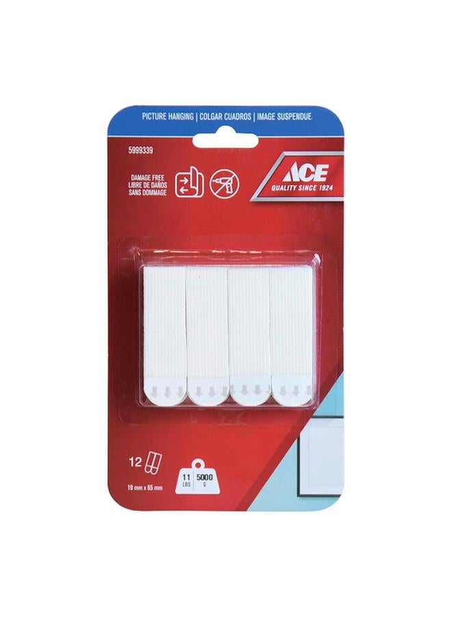 ACE 12-Piece Damage Free Adhesive Picture Hanging Strips White 1.9 x 6.5cm - Image 1