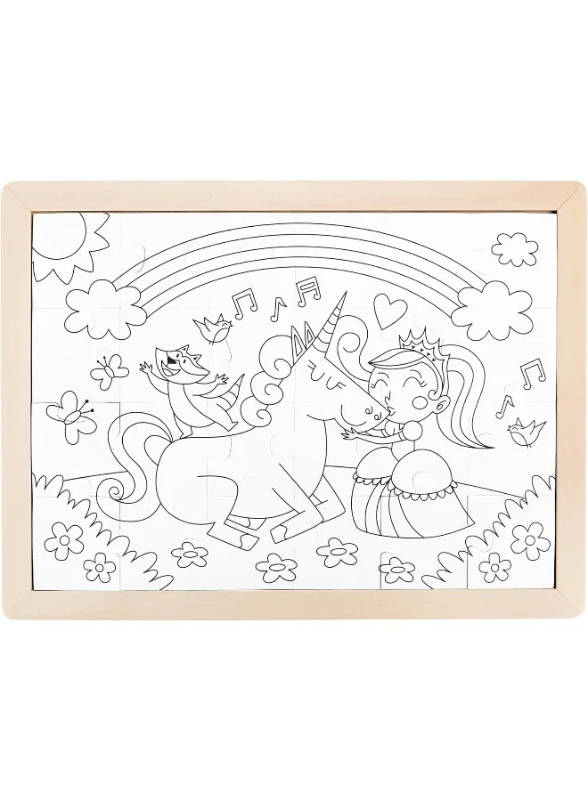 Hape Unicorn Friends Puzzle | Educational Double Sided Colouring Jigsaw Puzzle For Kids, 24 Piece | 3Y+