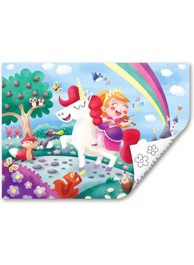 Hape Unicorn Friends Puzzle | Educational Double Sided Colouring Jigsaw Puzzle For Kids, 24 Piece | 3Y+