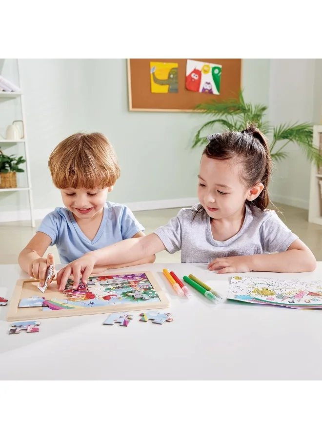 Hape Unicorn Friends Puzzle | Educational Double Sided Colouring Jigsaw Puzzle For Kids, 24 Piece | 3Y+
