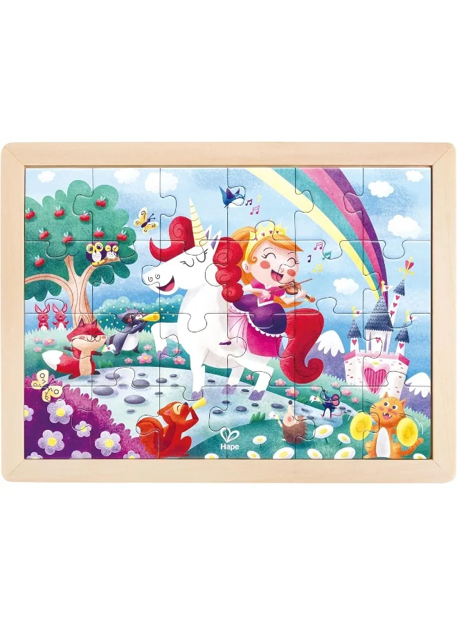 Hape Unicorn Friends Puzzle | Educational Double Sided Colouring Jigsaw Puzzle For Kids, 24 Piece | 3Y+