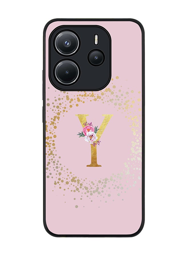 Stylizedd For Xiaomi Redmi Note 14 4G 4G Case,Slim fit Camera Protection, Shockproof Thin Phone cover  - Custom Monogram Floral - Y  (Pink ) - Image 1