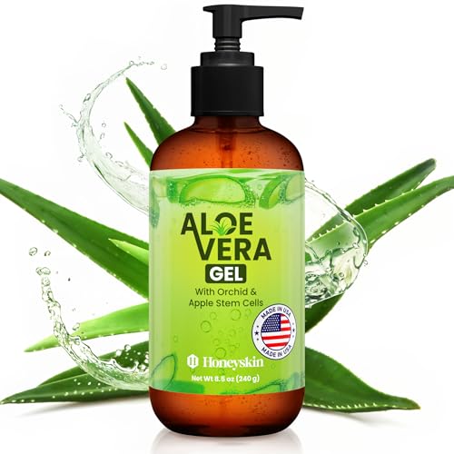 Honeyskin Soothing Aloe Vera Gel Made in the USA with Natural Ingredients  Give Yourself Relief From Sunburn and Dry Skin During the Hot Summer Days 8 Fl Oz