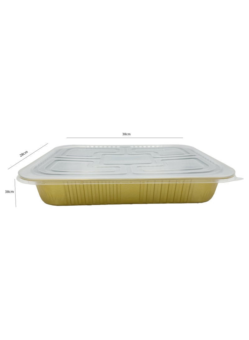 Ideal Pack 4600 ml Golden Aluminium Rectangular Food Container with Lid – 1 Pc | Heavy-Duty Disposable Tray - Image 4