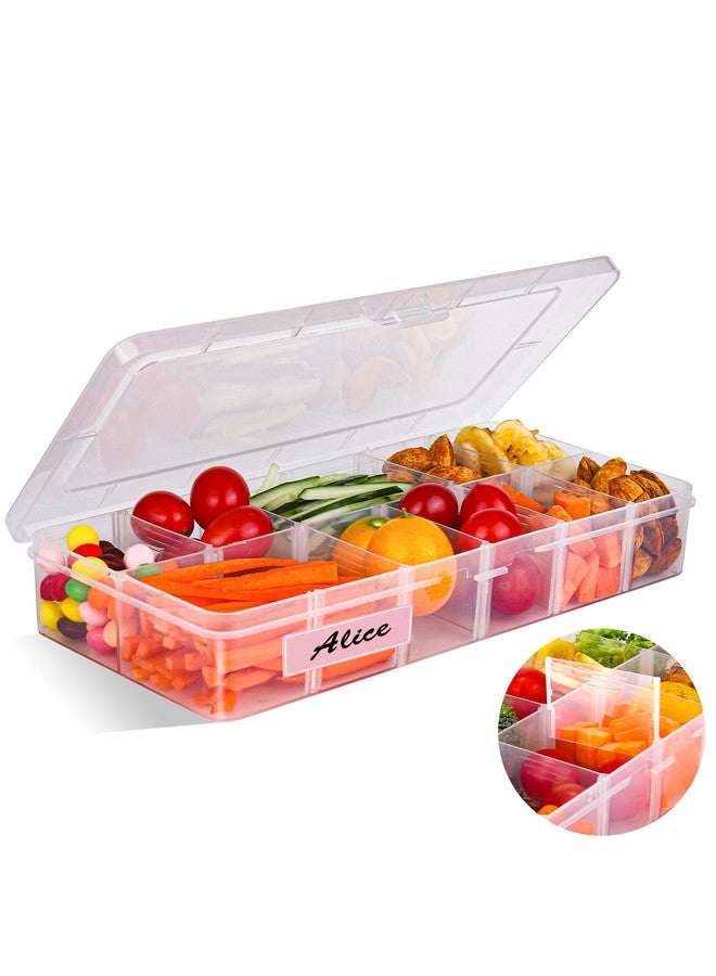 AIERSA Reusable Snack Containers with Lids,Snack Box Containers for Kids-12 Compartments,Adjustable Divided Snack Box with 30 Labels for School,Work and Travel (1 Pack) - Image 1