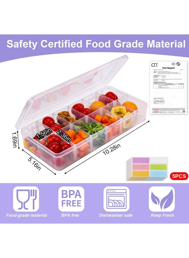 AIERSA Reusable Snack Containers with Lids,Snack Box Containers for Kids-12 Compartments,Adjustable Divided Snack Box with 30 Labels for School,Work and Travel (1 Pack) - Image 2