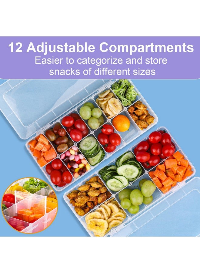 AIERSA Reusable Snack Containers with Lids,Snack Box Containers for Kids-12 Compartments,Adjustable Divided Snack Box with 30 Labels for School,Work and Travel (1 Pack) - Image 3
