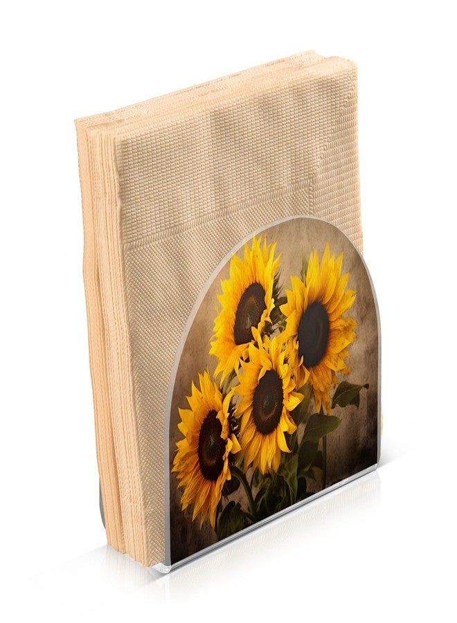 FLildon Napkin Holder Vintage Sunflowers Napkin Holders for Tables, Clear Acrylic Napkin Holders Cocktail Napkin Holder for Kitchen Restaurant Bar Home Decor - Image 2