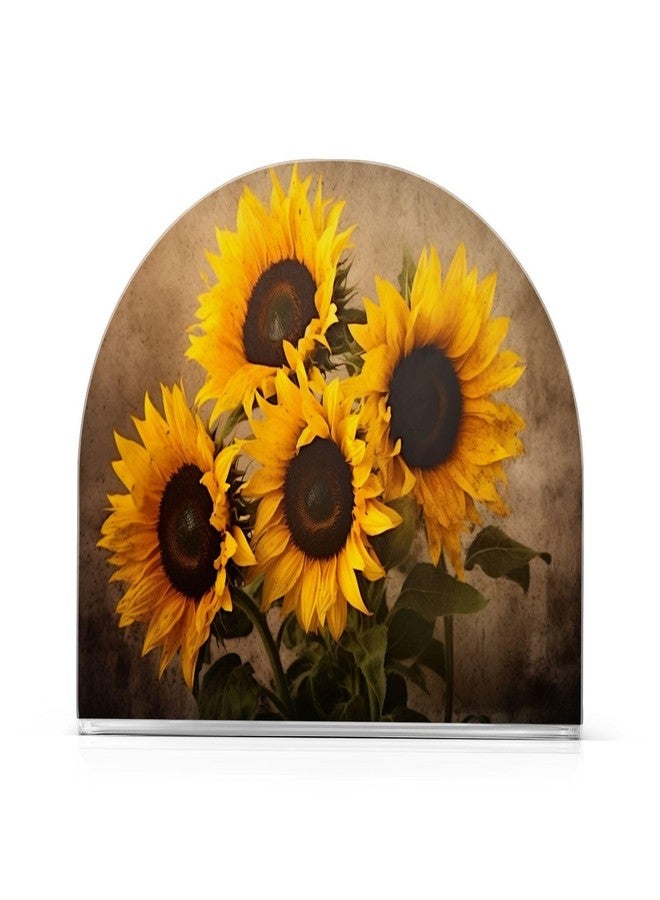 FLildon Napkin Holder Vintage Sunflowers Napkin Holders for Tables, Clear Acrylic Napkin Holders Cocktail Napkin Holder for Kitchen Restaurant Bar Home Decor - Image 1