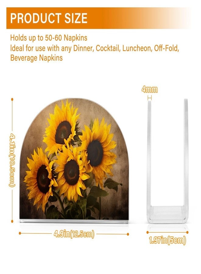 FLildon Napkin Holder Vintage Sunflowers Napkin Holders for Tables, Clear Acrylic Napkin Holders Cocktail Napkin Holder for Kitchen Restaurant Bar Home Decor - Image 3