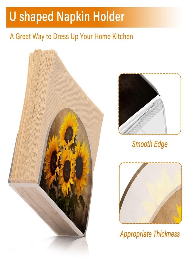 FLildon Napkin Holder Vintage Sunflowers Napkin Holders for Tables, Clear Acrylic Napkin Holders Cocktail Napkin Holder for Kitchen Restaurant Bar Home Decor - Image 4