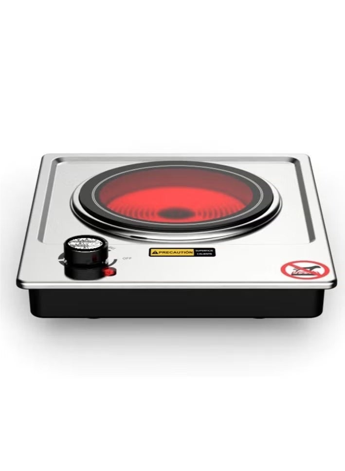 BEAKEY Stainless steel electric hob with single burner and temperature control – 1500 watts - Image 1