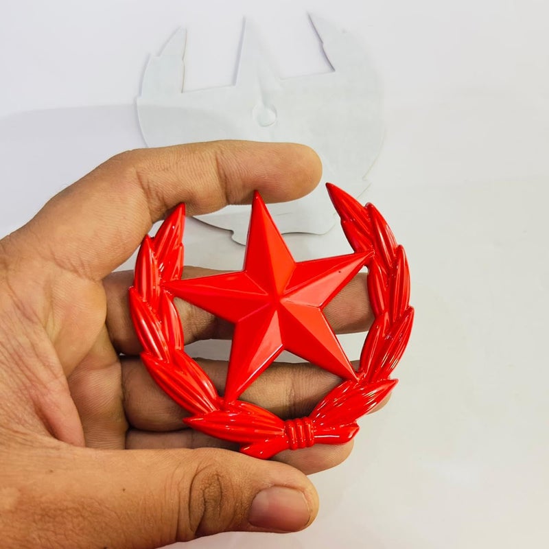 AUTO MT RED Star Metal Logo 8cmx8cm Motorcycle Decoration Accessories CAR 3D Logo Emblem 3D Badge Auto Racing Sport Sticker Decal for Car/Bike - Image 4