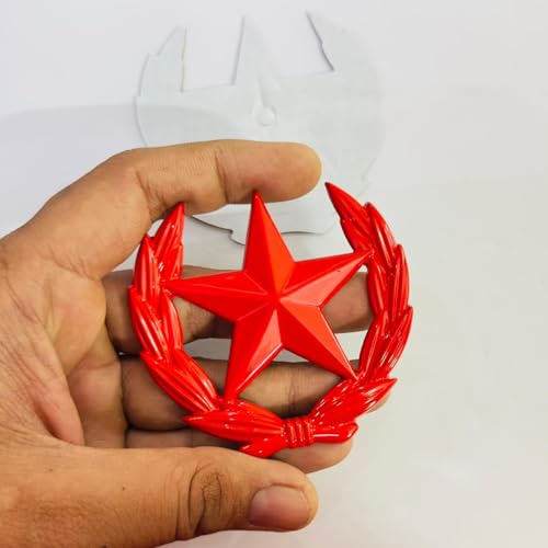 AUTO MT RED Star Metal Logo 8cmx8cm Motorcycle Decoration Accessories CAR 3D Logo Emblem 3D Badge Auto Racing Sport Sticker Decal for Car/Bike - Image 1
