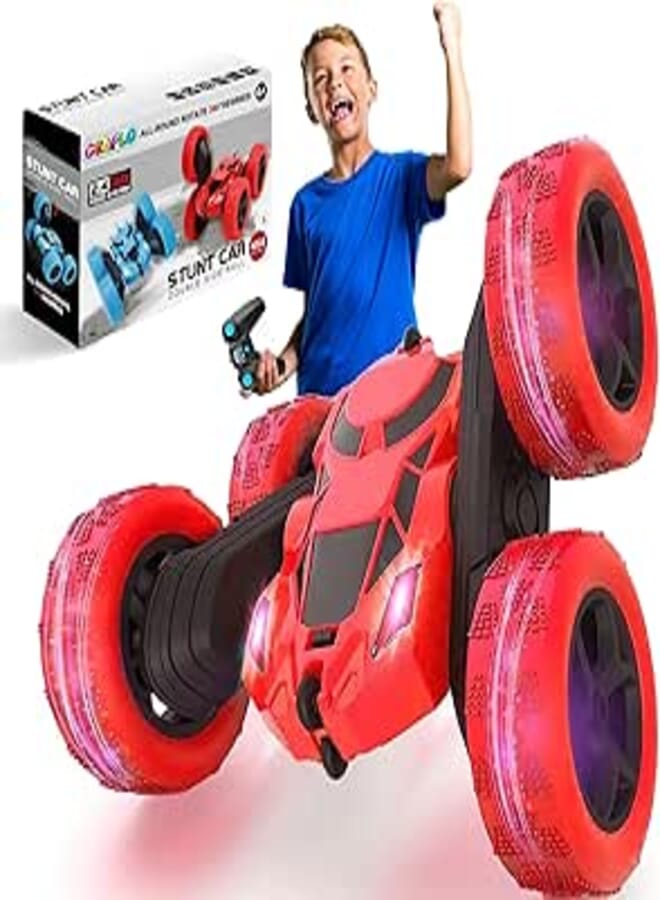 GRAFLO Remote Control Car For Kids, Double Sided 360°Rotating 4WD RC Car with Headlights, 2.4GHz Ele boy toys, girl toys, birthday gift, Christmas gift, growth, fun, for kids.