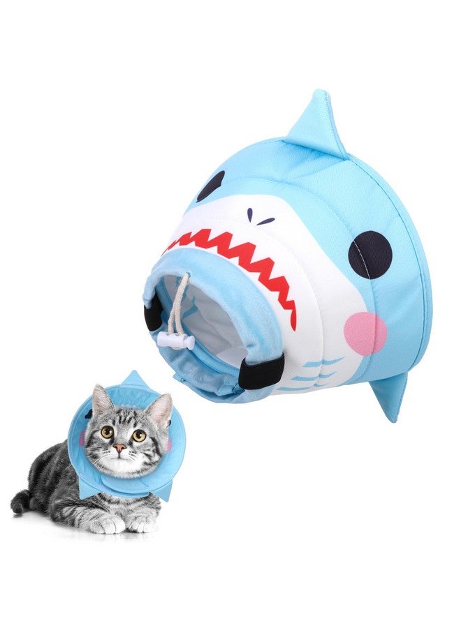 كولتيل طوق مخروطي للقطط من KOOLTAIL، طوق استشفاء للقطط ناعم ومريح وقابل للتعديل للتوقف عن اللعق، مخروطي الشكل مقاوم للماء للحيوانات الأليفة للقطط الصغيرة والكبيرة بعد الجراحة، Shark S - Image 1