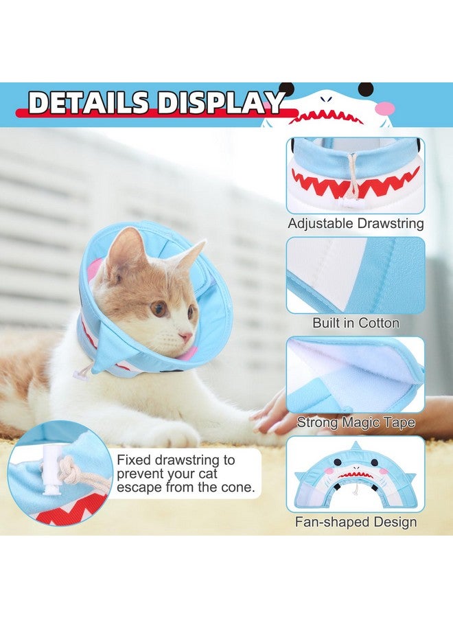 كولتيل طوق مخروطي للقطط من KOOLTAIL، طوق استشفاء للقطط ناعم ومريح وقابل للتعديل للتوقف عن اللعق، مخروطي الشكل مقاوم للماء للحيوانات الأليفة للقطط الصغيرة والكبيرة بعد الجراحة، Shark S - Image 3