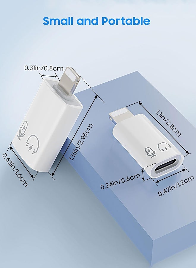 Wffo 2 Pack USB C Female to Lightning Male Adapter - Lightning Male to USB-A Female OTG Adapter Connector for iPhone 14/13 Pro Max/iPad/iPod/AirPods - Support 10W Fast Charging/Data Transfer/Audio  - Image 2