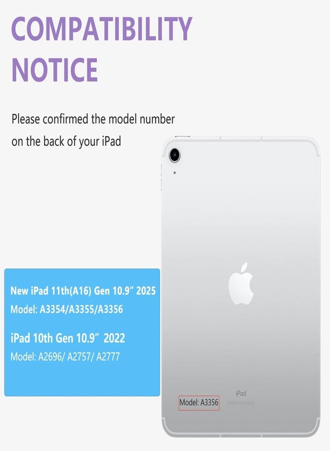 تاييانج جراب TaIYanG لجهاز iPad A16 من الجيلين العاشر والحادي عشر مع لوحة مفاتيح، مقاس 10.9 بوصة (2022) و11 بوصة (2025)، جراب لوحة مفاتيح تعمل باللمس للجيل العاشر - قابل للدوران 360 درجة، حامل قلم، لوحة مفاتيح لجهاز iPad من الجيل العاشر، لون بنفسجي - Image 2