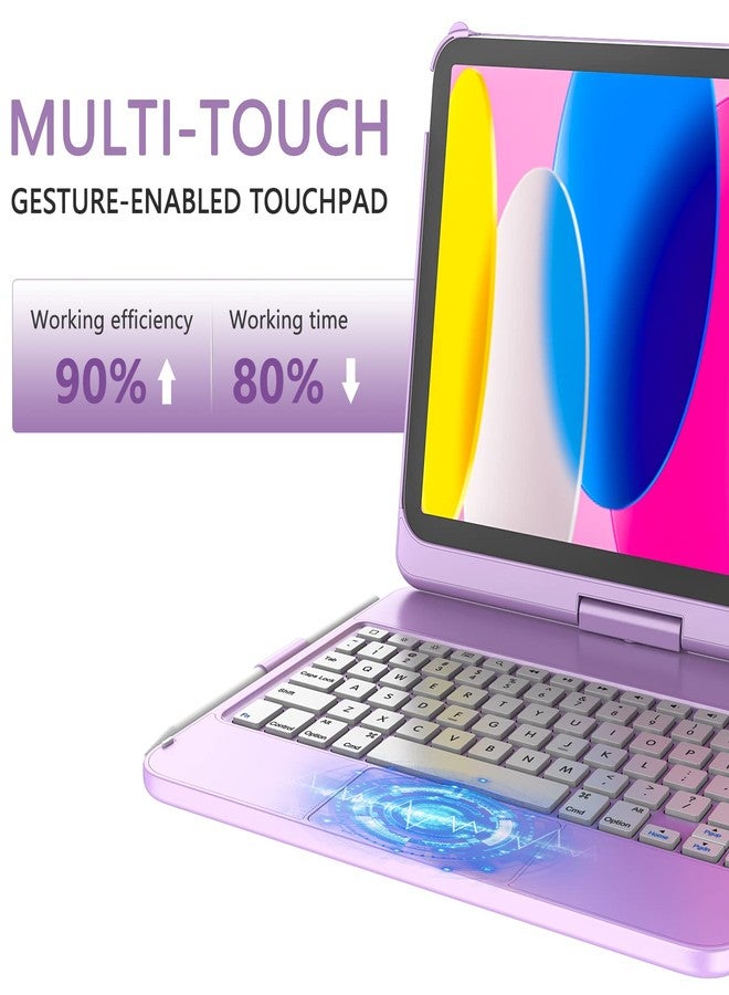 تاييانج جراب TaIYanG لجهاز iPad A16 من الجيلين العاشر والحادي عشر مع لوحة مفاتيح، مقاس 10.9 بوصة (2022) و11 بوصة (2025)، جراب لوحة مفاتيح تعمل باللمس للجيل العاشر - قابل للدوران 360 درجة، حامل قلم، لوحة مفاتيح لجهاز iPad من الجيل العاشر، لون بنفسجي - Image 3