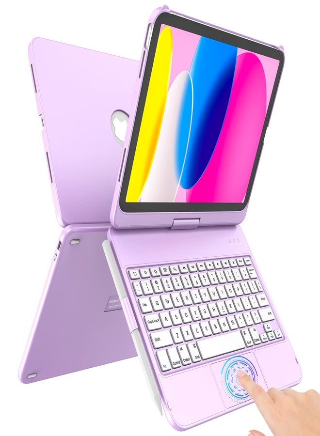 تاييانج جراب TaIYanG لجهاز iPad A16 من الجيلين العاشر والحادي عشر مع لوحة مفاتيح، مقاس 10.9 بوصة (2022) و11 بوصة (2025)، جراب لوحة مفاتيح تعمل باللمس للجيل العاشر - قابل للدوران 360 درجة، حامل قلم، لوحة مفاتيح لجهاز iPad من الجيل العاشر، لون بنفسجي - Image 1