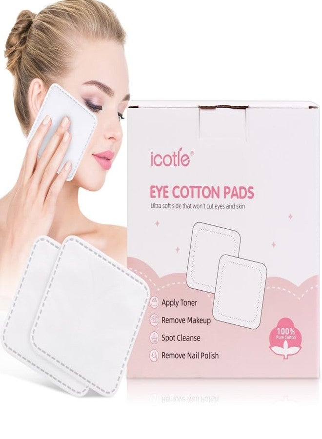 ICOTLE 200-Count Eye Cotton Pads 100% Cotton Ultra Soft Square Cotton Pads, Spunlace Purely Physical Technology, Makeup Remover Pads for Facial Cleansing on All Skin Types - Image 1