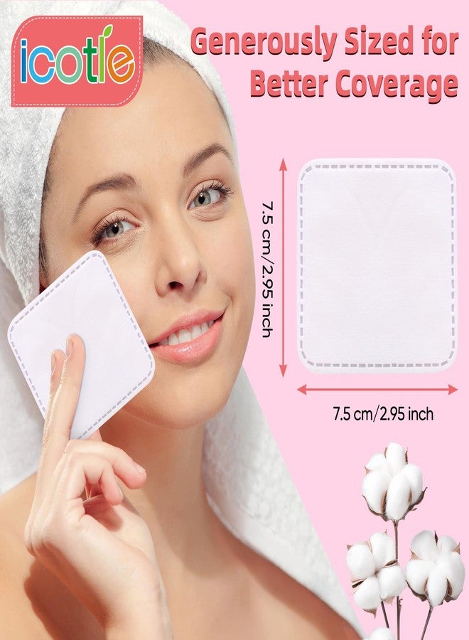 ICOTLE 200-Count Eye Cotton Pads 100% Cotton Ultra Soft Square Cotton Pads, Spunlace Purely Physical Technology, Makeup Remover Pads for Facial Cleansing on All Skin Types - Image 4
