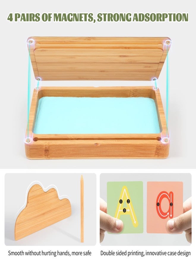 AtMini Montessori Sand Tray with Lid - Wooden Sand Trays for Kids Writing Letters and Numbers, Preschool Classroom Must Haves, Kindergarten Learning Tools (Blue) - Image 2