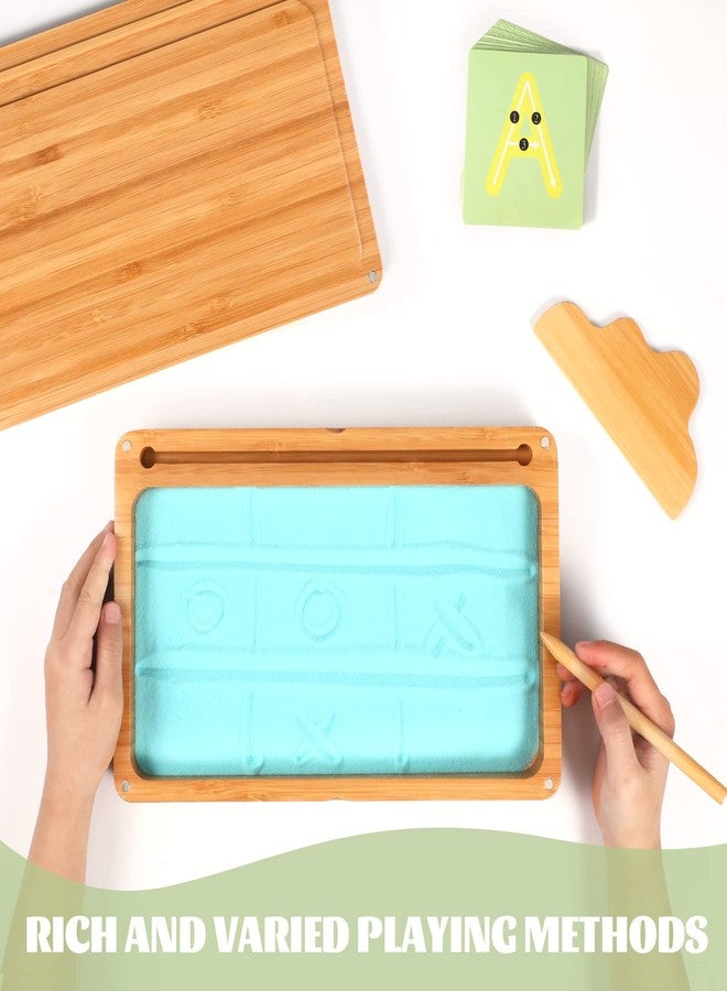 AtMini Montessori Sand Tray with Lid - Wooden Sand Trays for Kids Writing Letters and Numbers, Preschool Classroom Must Haves, Kindergarten Learning Tools (Blue) - Image 3