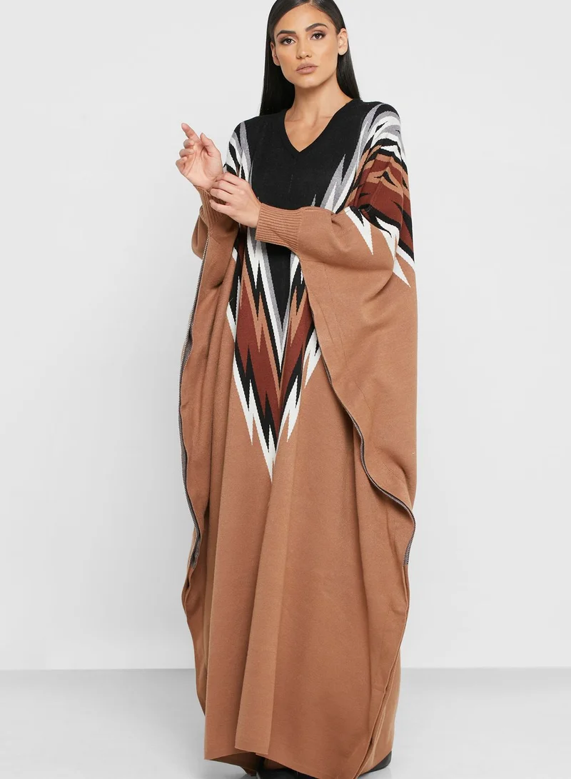 leem V-Neck Printed Kaftan
