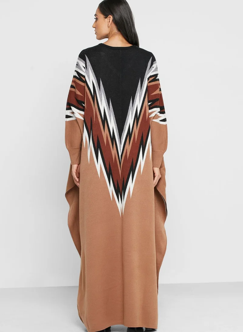 leem V-Neck Printed Kaftan