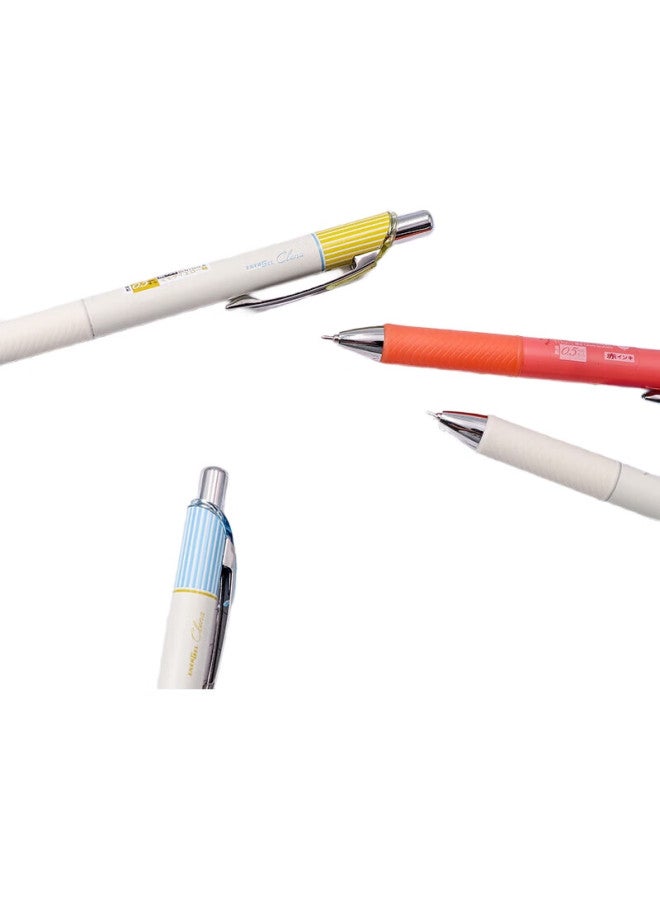 Pentel Bln75L Retractable Gel Pen, Stylish 0.5Mm Signature Pen, Business And Student Quick-Drying Pen, Water-Based Pen, Office Supplies, Stationery, White Barrel With Yellow Stripe And Black Ink - Image 1