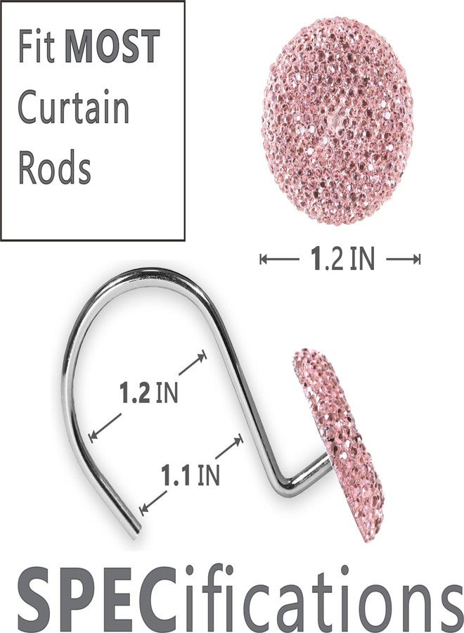 Popkozzi Blush Pink Crystal Shower Curtain Hooks: 12 Pcs Luxury Sparkly Rhinestone Decorative Shower Rings for Valentines Day Christmas Holiday Bathroom Decor - Elegant Bathroom Accessories & Gift - Image 4